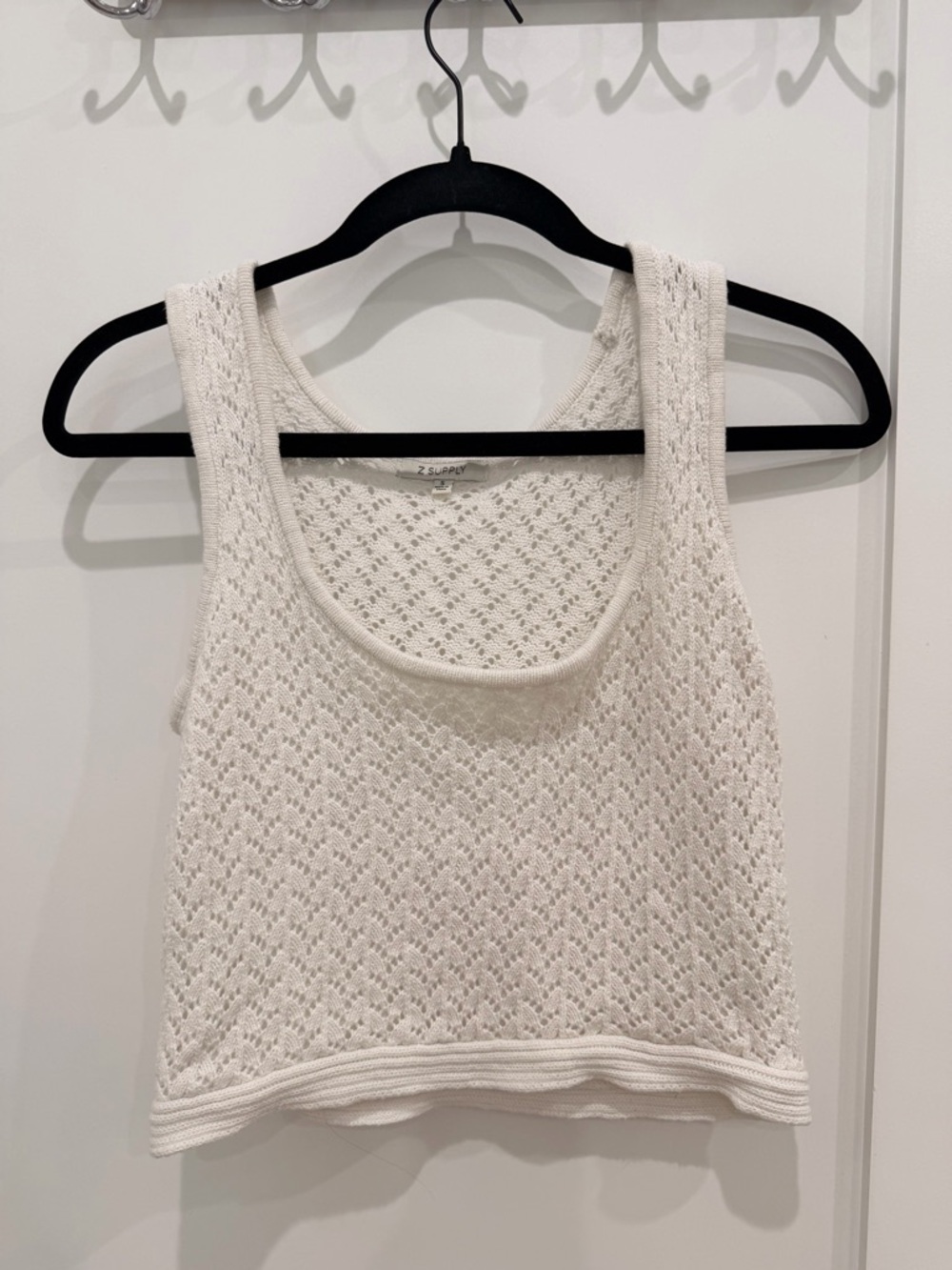 Z Supply Cream Pointelle Knit Crop Tank